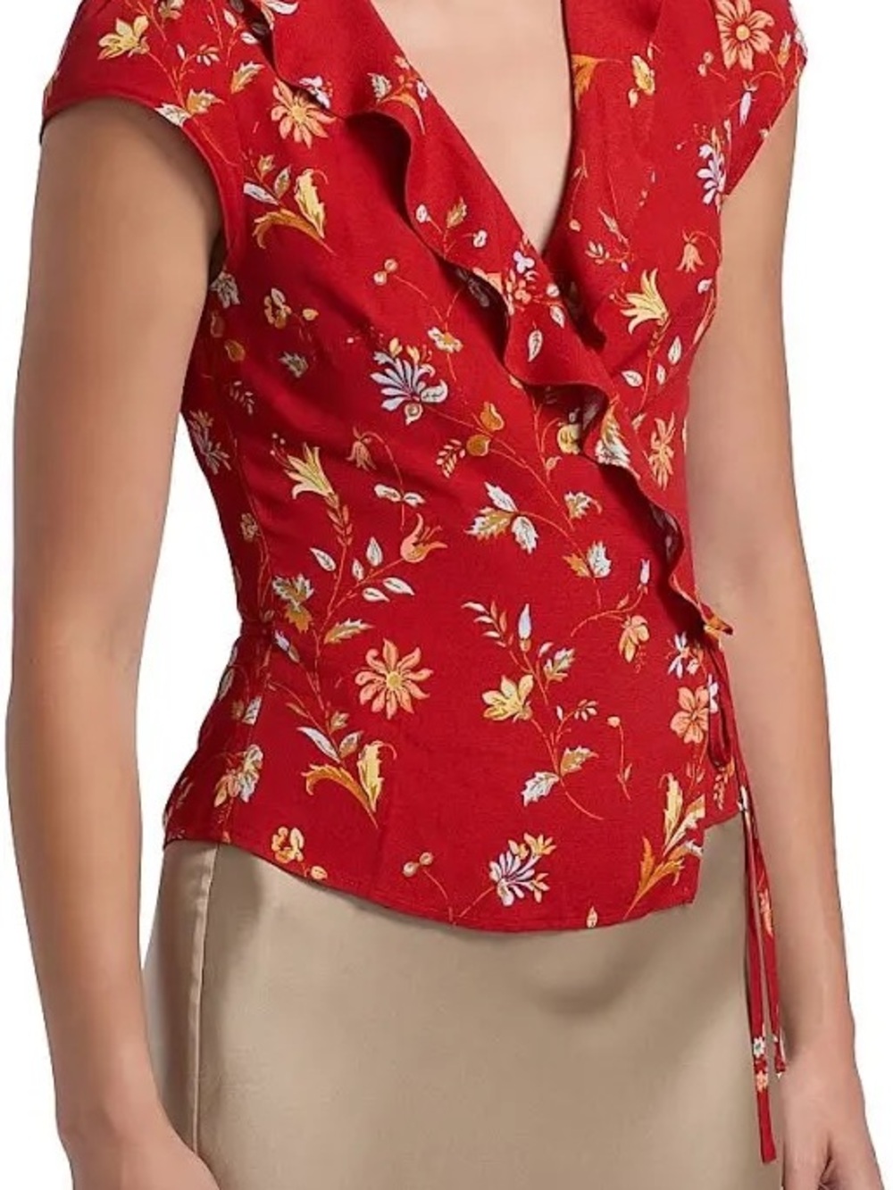 Reformation Clemence Floral Crepe Wrap Top Size 12‎